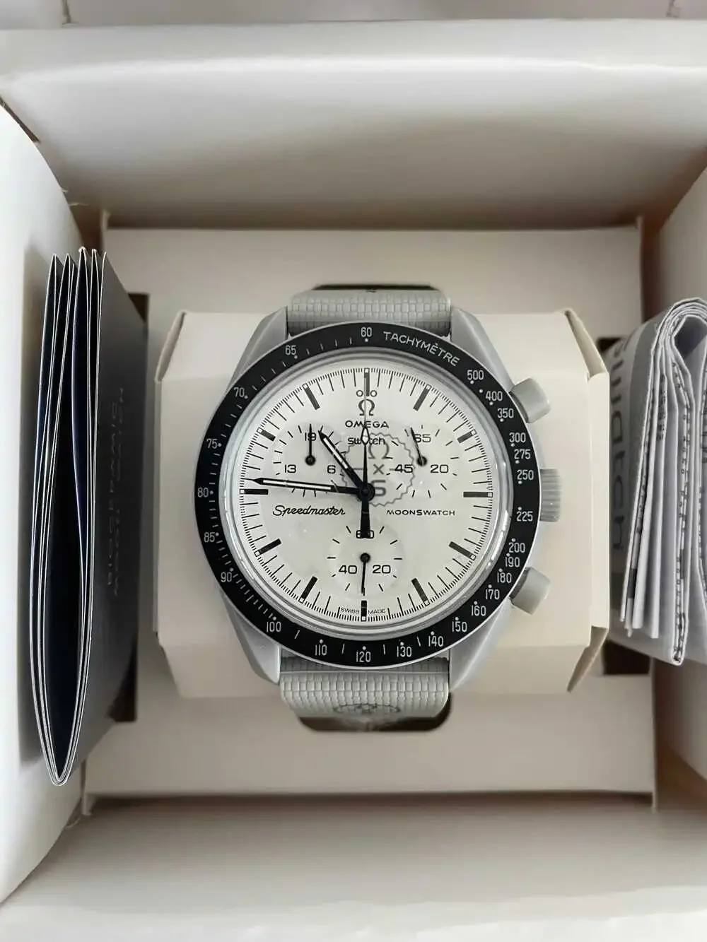 NWOT Men's OMEGA x Swatch Moonswatch 1965 Mission Grey Watch